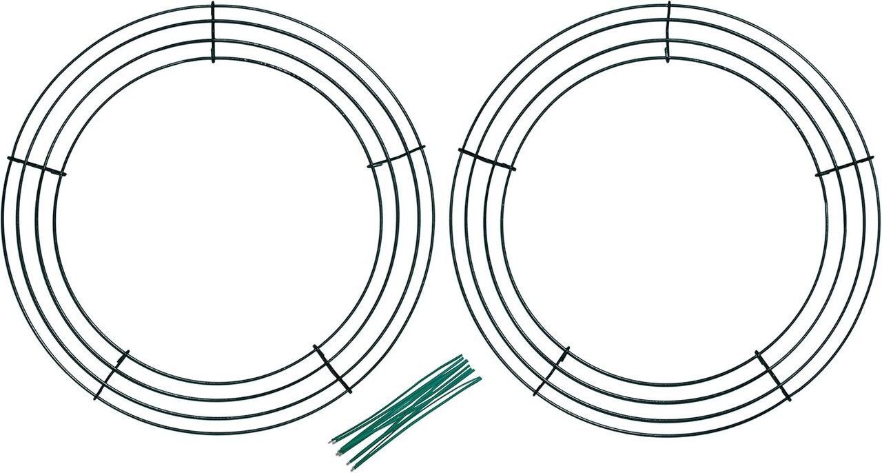 Pack of 2 Wire Wreath Frame (12 Inch) – Round Metal Wreath Form for Crafts & Floral Decorations on Home Party Celebrations, Dark Green